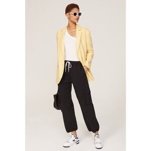 MADEWELL Butter Yellow 100% Linen Front Button Oversized Blazer Size Small